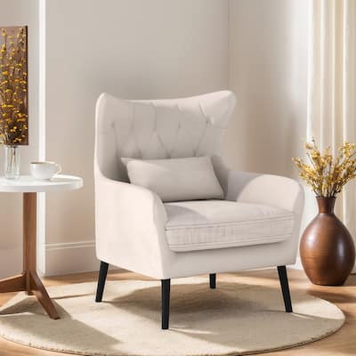 Velvet Accent Chair Upholstered Comfy Thick Cushion For Living Room