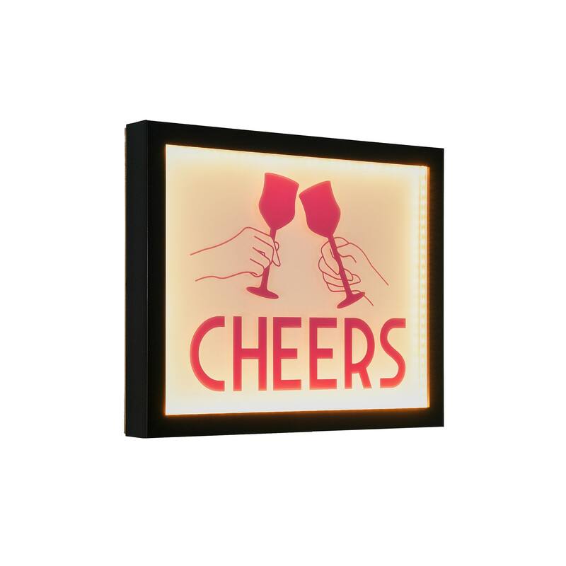 American Art Decor Tipsy Printed Cheers LED Light Box Wall Sign - 14" x 11" x 1.6" - 14" x 11" x 1.6"