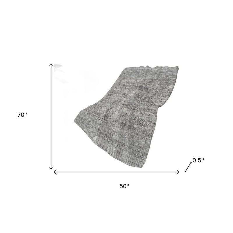 HomeRoots 50" X 70" Silver And Gray Abstract Polyester Woven Plush Throw Blanket
