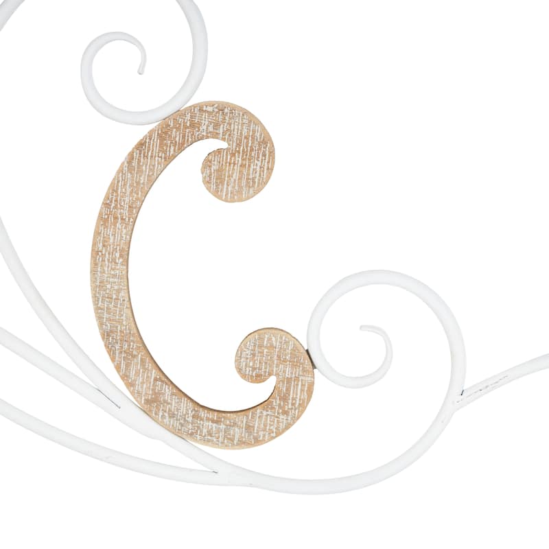 Wooden Scroll Wall Decor with Wood Accents - White - Roche River Decor