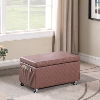 Leatherette Storage Ottoman with Wheels and Pockets - Bed Bath &amp; Beyond ...