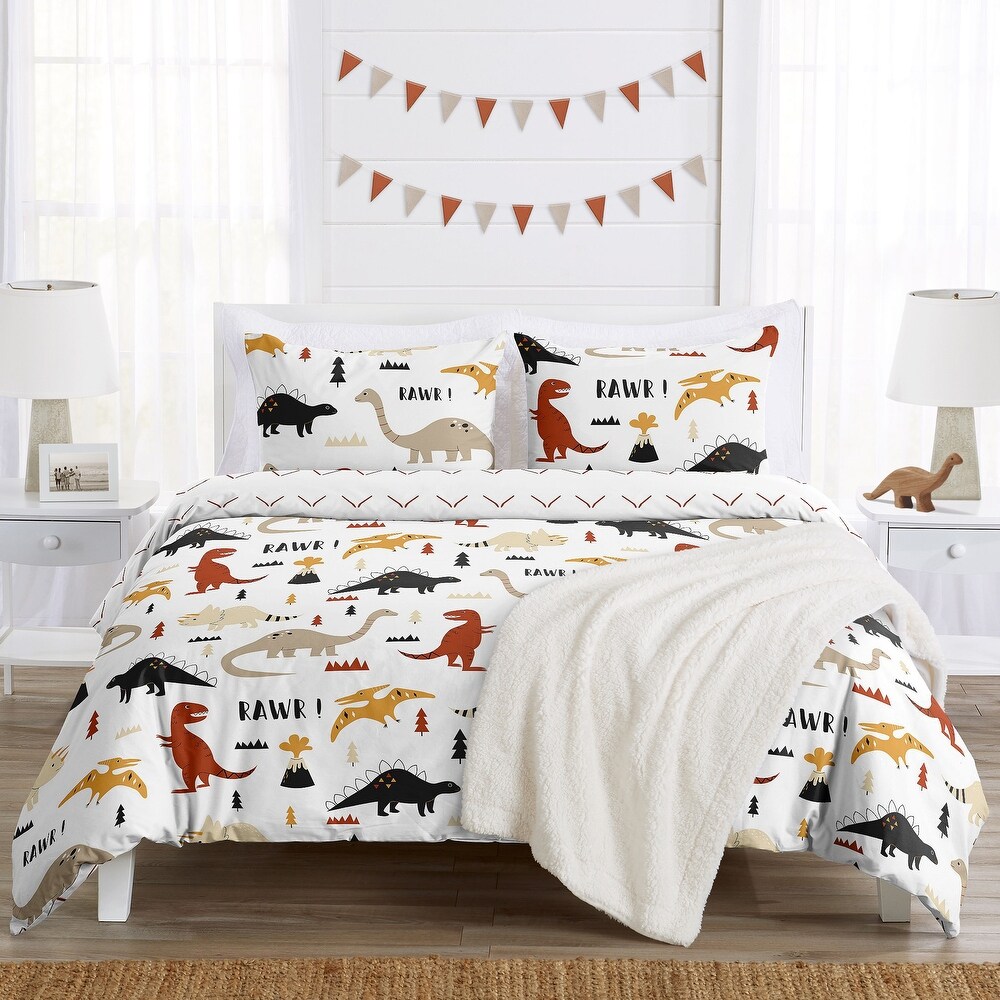 Fancy Linen 7pc Boys Full Comforter Set Dinosaurs Blue Green Orange New 