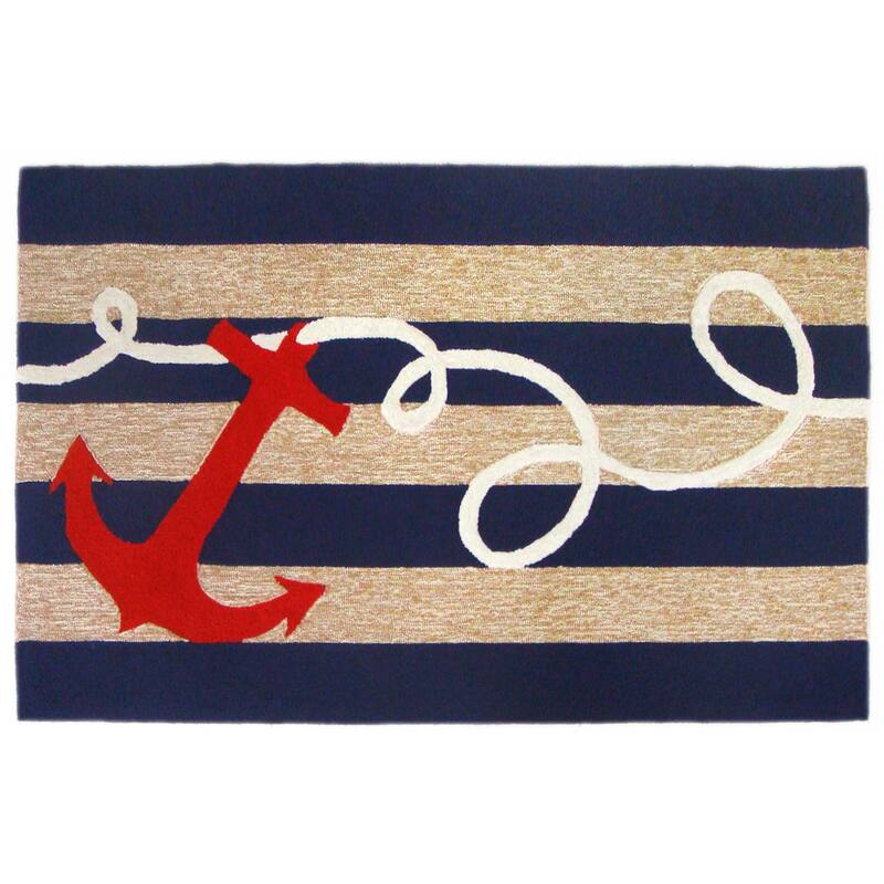 Liora Manne Frontporch Anchor Indoor/Outdoor Rug Navy 5'X7'6"