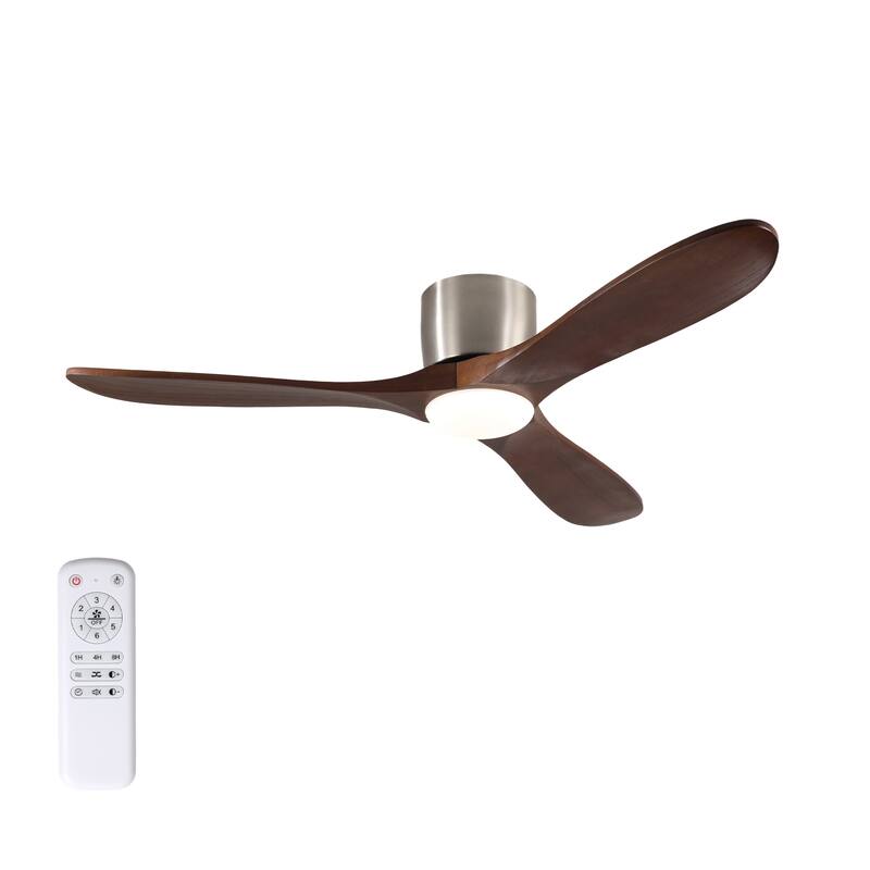 52-inch Ceiling Fan with Light, 3 Light Wood Blades, Remote Control, Reversible DC Motor for Living Room - Nickel,Sand,Walnut