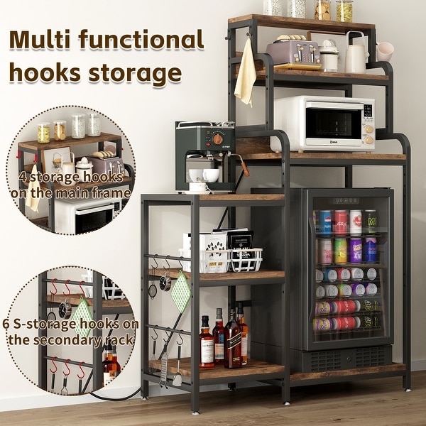 Multifunctional 7-Tier Mini Fridge & Microwave Stand with 2 AC/2