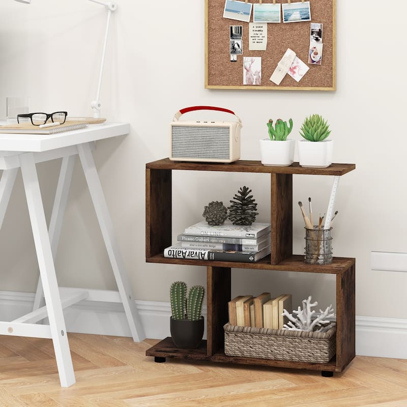 24 Inch 3-Tier Geometric Bookshelf with Thick Foot Pads - 24" x 8" x 24"