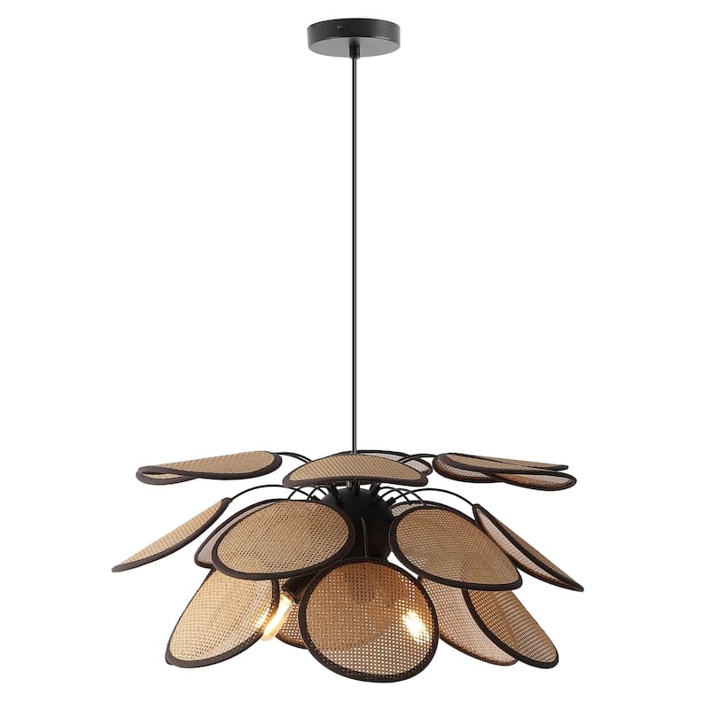 SAFAVIEH Luana 3 Light 21-inch Rattan & Metal Pendant - 21"W x 21"D x 71"H