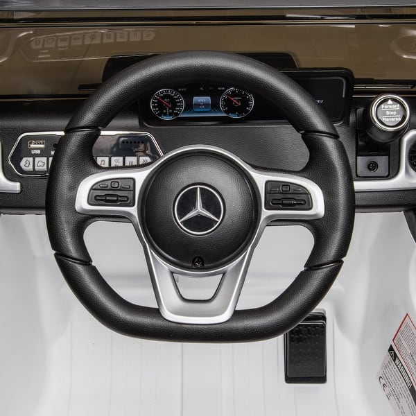 slide 2 of 8, White 12V Kids Electric Car, Licensed Mercedes G500, Remote & Music 5-7 Years - White