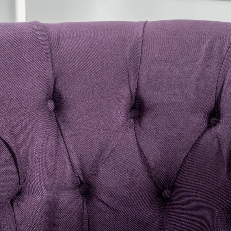 Roomfitters Tufted Upholstered Club Chair, Elegant Rolled-Arm Accent Armchair with Nailhead Trim for Living Spaces