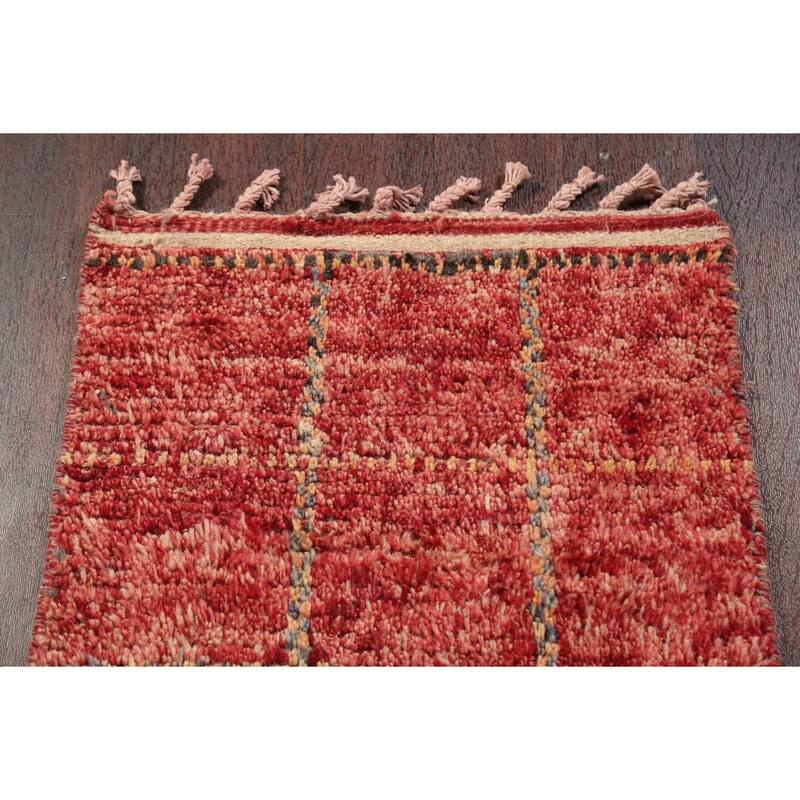 Geometric Modern Moroccan Oriental Runner Rug Hand-knotted Wool Carpet - 2'0" x 17'3"