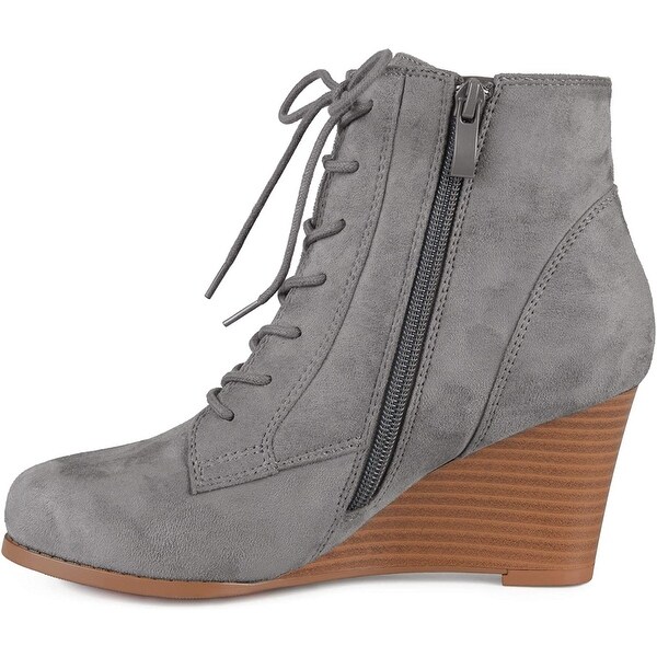 breana faux suede wedge bootie