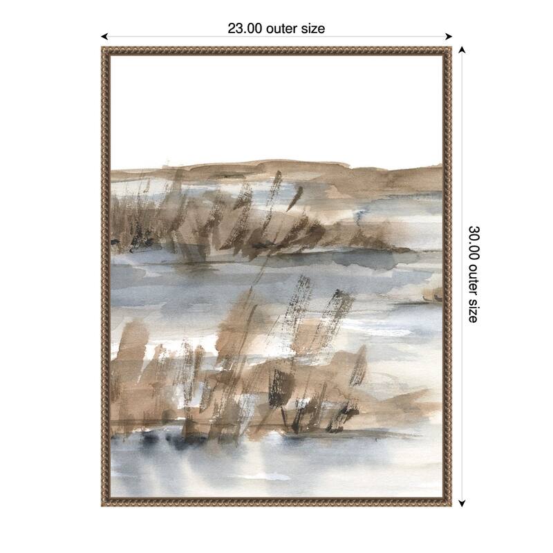 Blue-Grey Marsh IV by Ethan Harper Framed Canvas Wall Art - Sylvie Beaded Bronze - 23 x 30 in