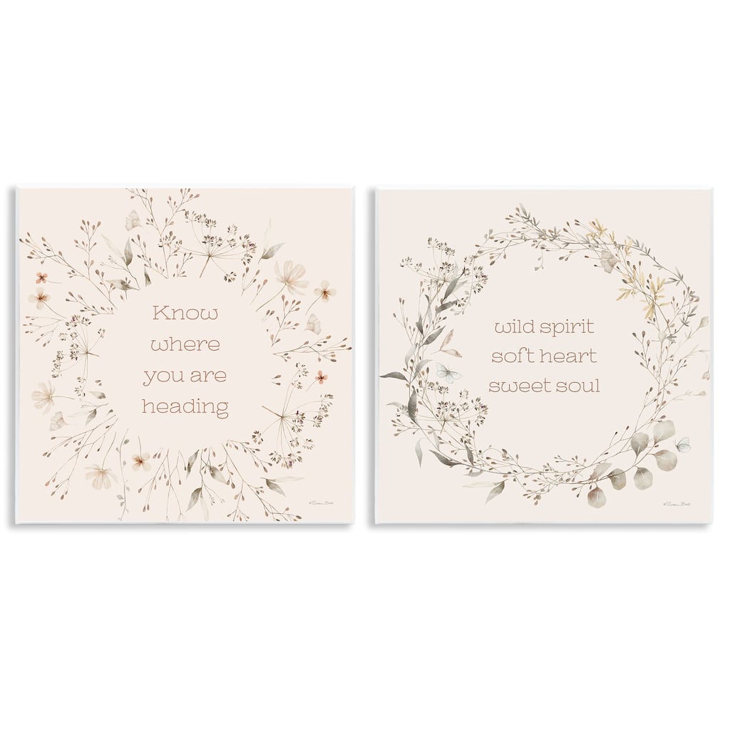 Stupell Inspiring Soft Wreaths with Phrases Wall Plaque Art Design By Susan Ball (Set of 2)