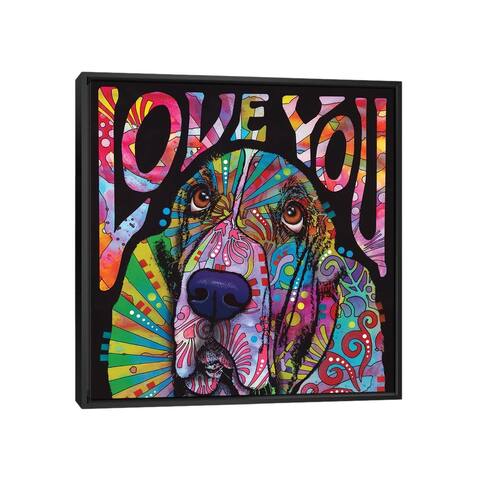 iCanvas "Love You Basset" by Dean Russo Framed Canvas Print