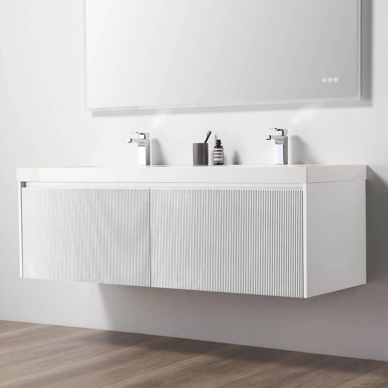 Blossom Positano 60" Floating Double Sink Vanity with Side Cabinets