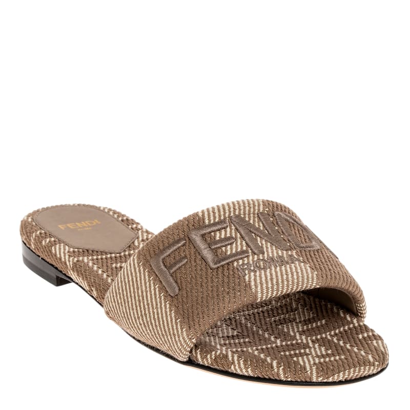 Fendi Sunshine Jacquard Slide - Grey - 39 EU