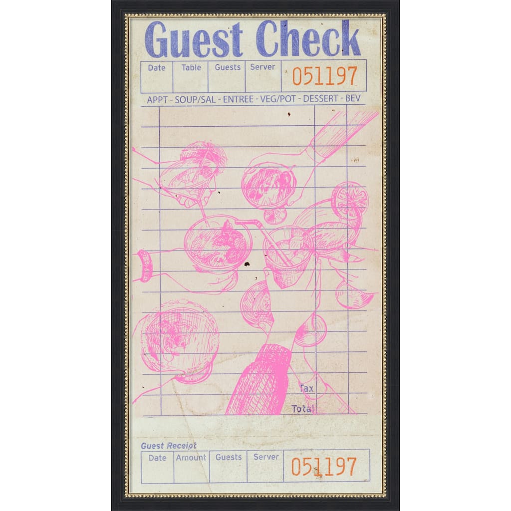 Cheers Guest Check Pink by Jolly and Dash Wood Framed Wall Art Print