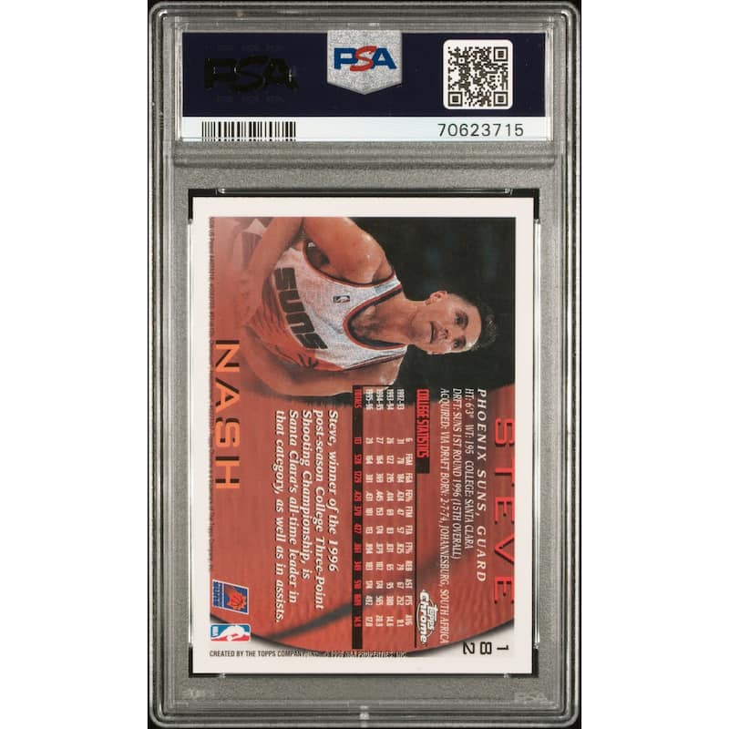 Steve Nash 1996 Topps Chrome Basketball Rookie Card #182 Graded PSA 8 - 8'6" x 11'6"