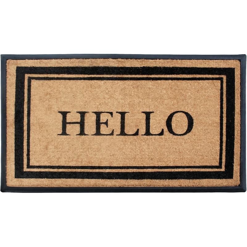 A1HC Natural Coir & Rubber Door Mat, 30x48, Thick Durable Doormats for Outdoor Entrance - Markham Hello