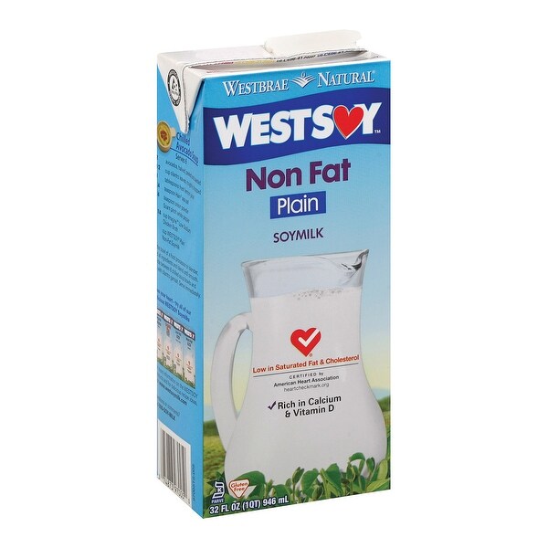 Westsoy Non Fat Soymilk - Plain - Case of 12 - 32 Fl oz.
