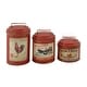 preview thumbnail 2 of 9, Red Tin Farmhouse Decorative Jar (Set of 3) - S/3 6", 8", 11"H