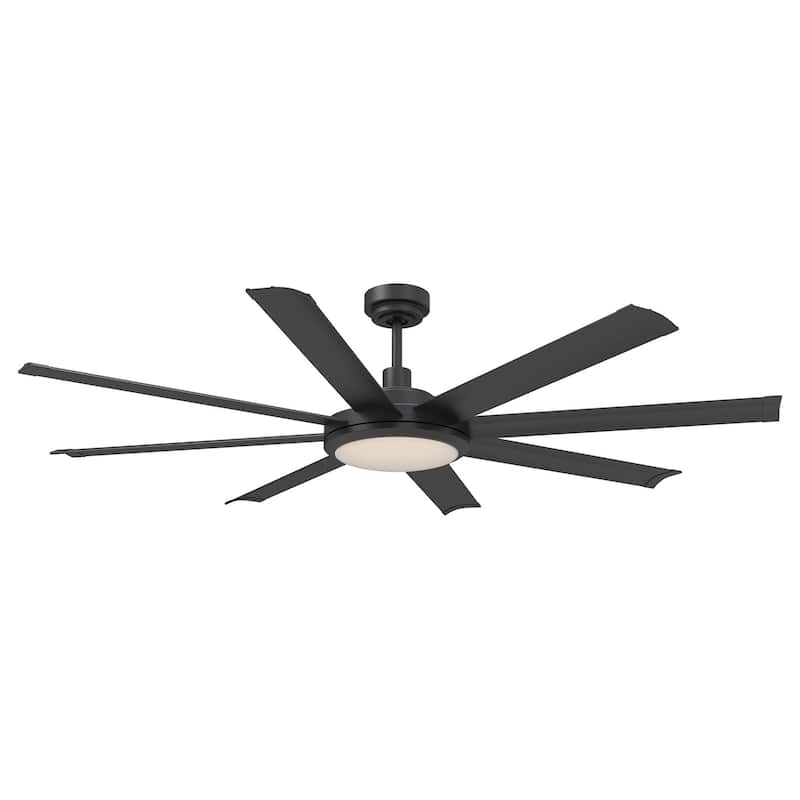 60" Indoor Matte Black Downrod Mount Ceiling Fan with Light and Remote