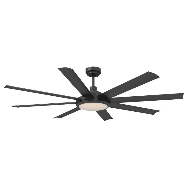 60" Modern Black Intergated LED Outdoor Ceiling Fan with Light and Remote