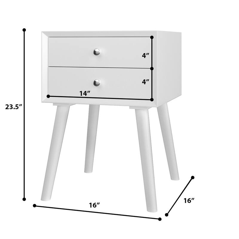 Costway End Table W/Drawers and Storage Wooden Mid-Century Accent Side