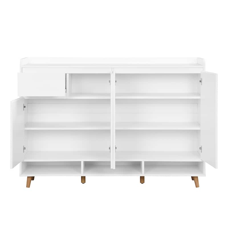 Modern Minimalist Shoe Cabinet with Adjustable Shelves – Sleek Storage Sideboard Featuring Solid Wood Legs.