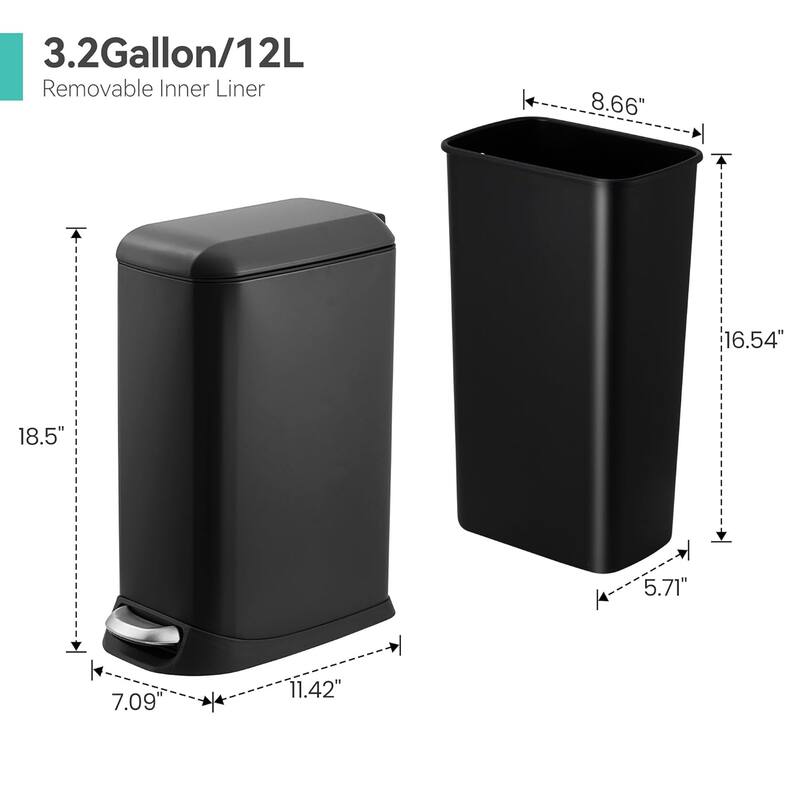 3.2 Gallon Trash Can, Stainless Steel,Trash Can with Lid