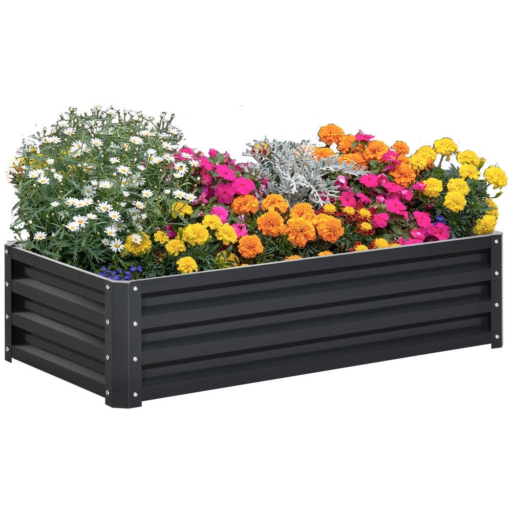 Raised Garden Bed, 4' x 2' x 1' Galvanized Planter Box Raised Bed for Vegetables, Flowers, Plants and Herbs, Gray