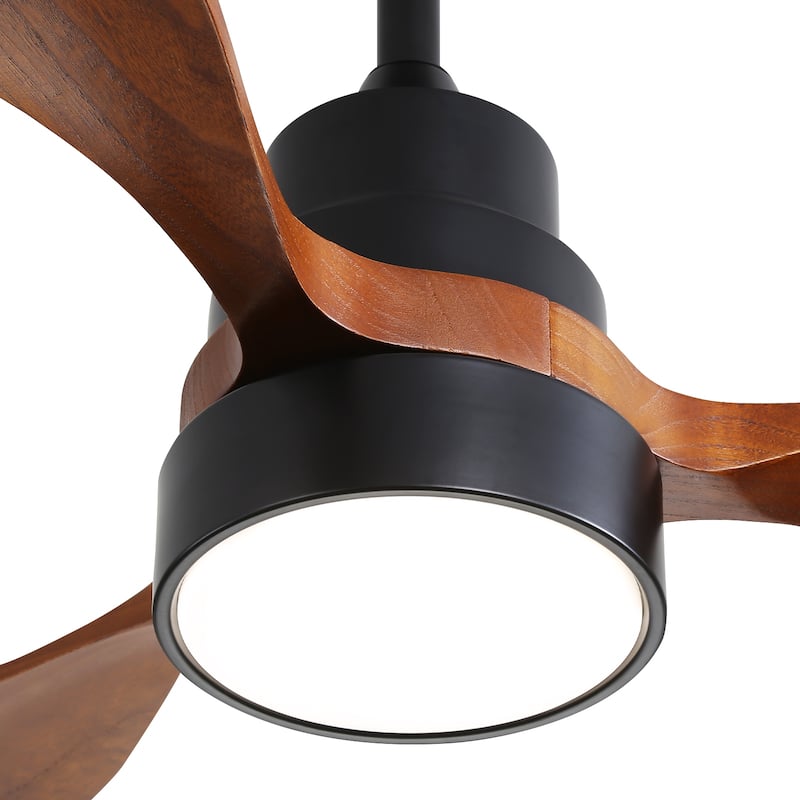 60 Inch Solid Wood Ceiling Fan with Light and Remote, Reverse Functions, Integrated Light Optional