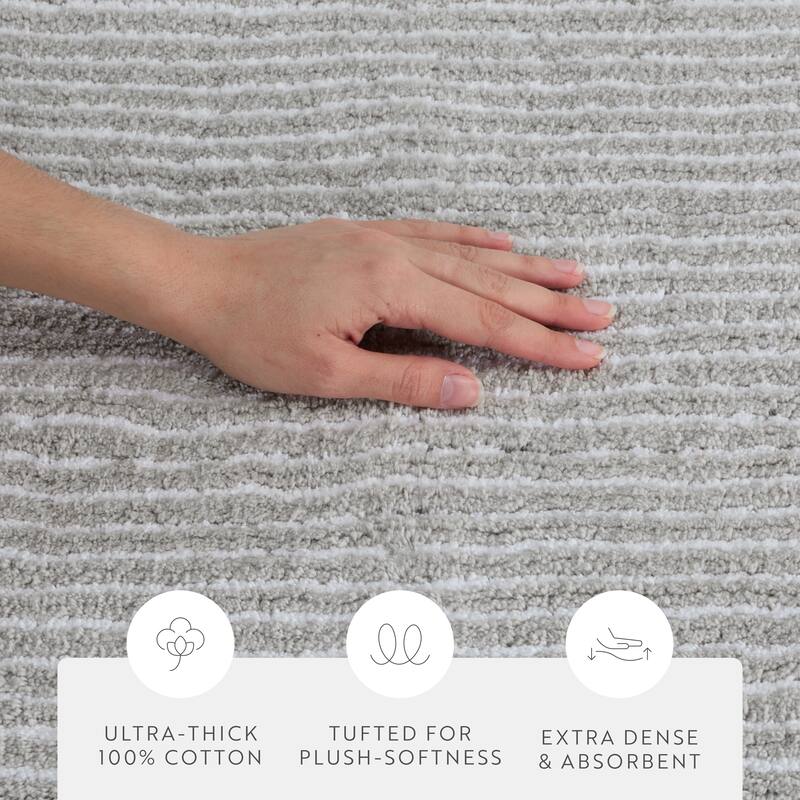 Becky Cameron 100% Cotton Pinstripe Patterned Bath Mat