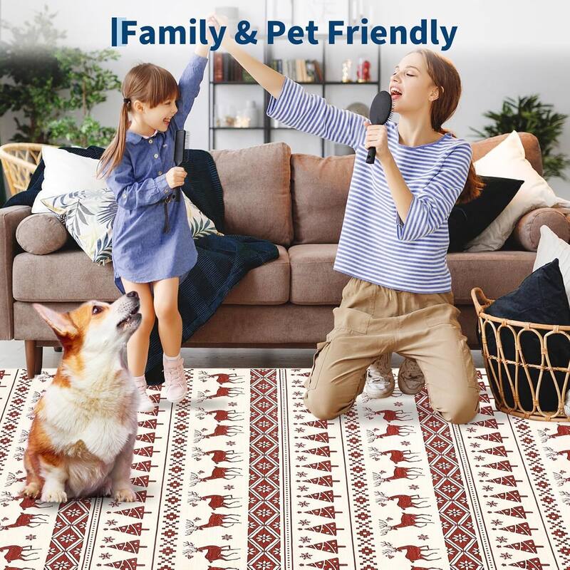 Snowflake Christmas Holiday Decorative Area Rug, for Bedroom Living Room, White