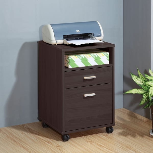 Q-Max Rolling File Cabinet with One Open Shelf and Two Drawers in White Oak  Finish - Bed Bath & Beyond - 32768141