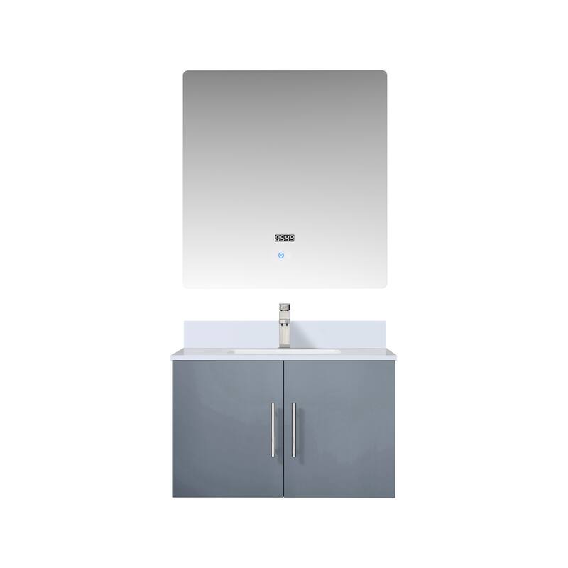 Geneva 30 in. W x 22 in. D Dark Grey Bath Vanity, White Quartz Top, Faucet Set, and 30 in. LED Mirror - 30 Inch - Dark Grey