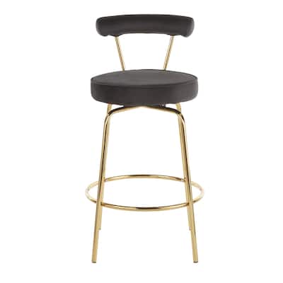 Silver Orchid Caines 26" Fixed-Height Gold Counter Stool (Set of 2)