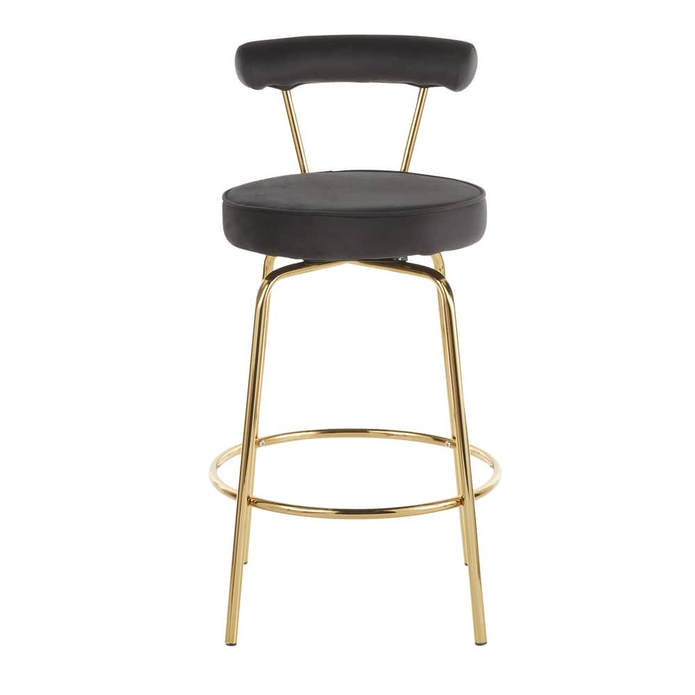 Silver Orchid Caines 26" Fixed-Height Gold Counter Stool (Set of 2)