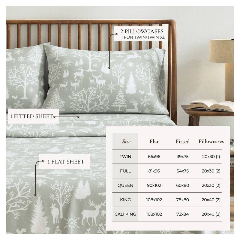 Linery & Co. Winter Turkish Cotton Double-Brushed Flannel Bed Sheet Set