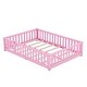 preview thumbnail 6 of 7, Pink Full Size Floor Bed with Safety Guardrails and Door