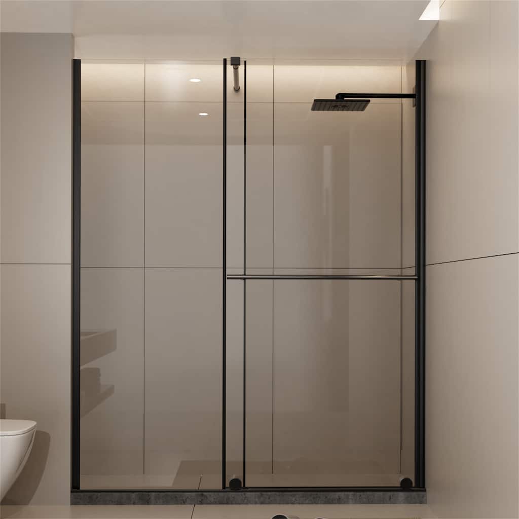 Glass Shower Sliding Door with 1/4" Thick Glass Panel and Metal Handle