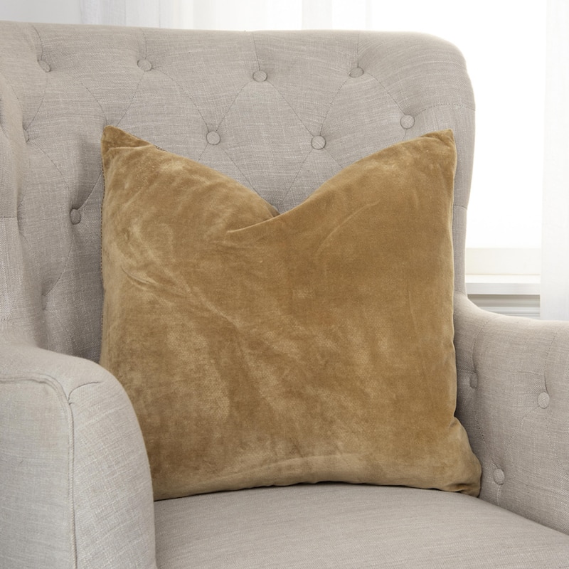 Solid Cotton Welted Pillow Cover - 22" x 22" - Gold