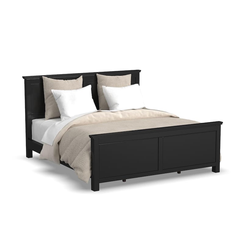 Homestyles 4-Piece Oak Park Black Wood King Bed, Two Nightstands and Dresser Set