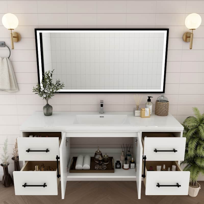 Victoria 60'' Wall-mounted Vanity with Single Reinforced Acrylic Sink - 59.5