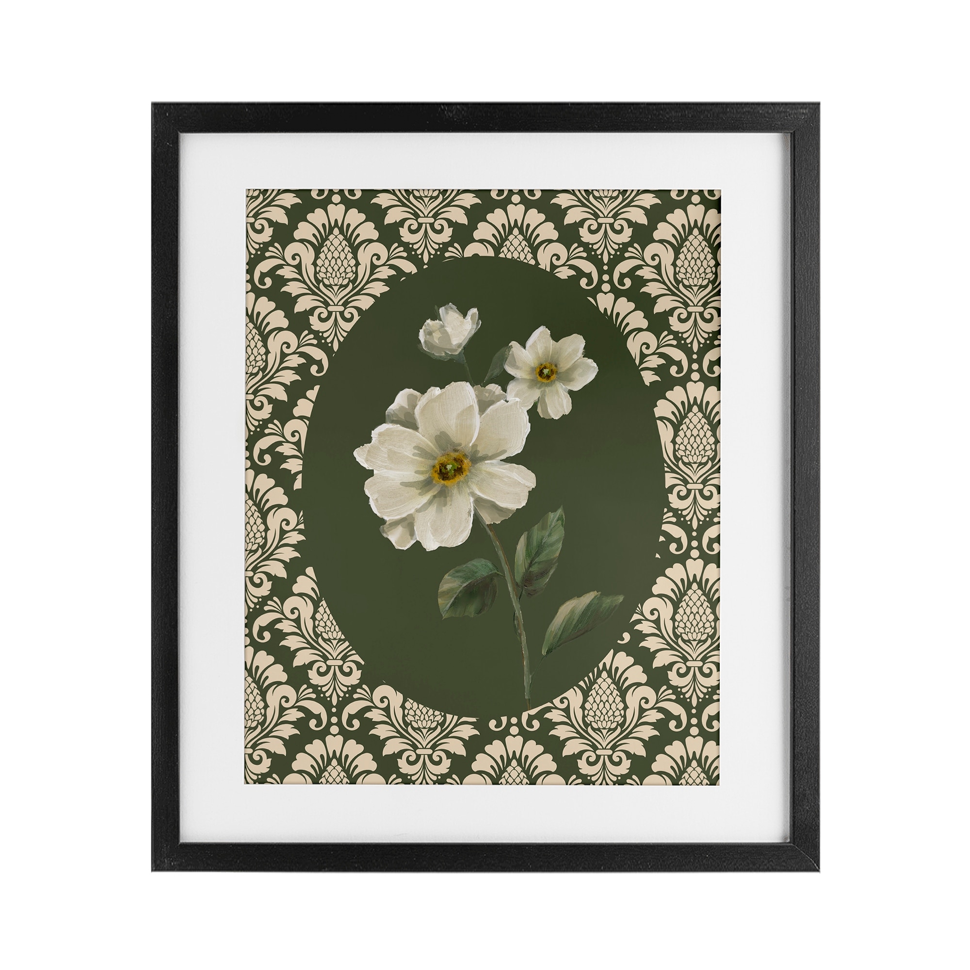 Stupell Fancy Lace and White Flowers Under Glass Framed Design By Nan