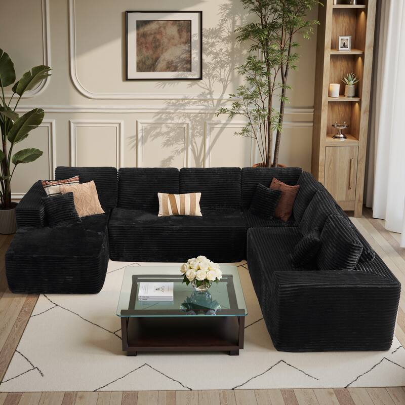​​OVIOS 4-Piece L-Shape Chaise Lounge Set​ - Black