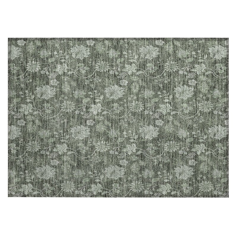 Machine Washable Indoor/ Outdoor Chantille Floral Farmhouse Rug