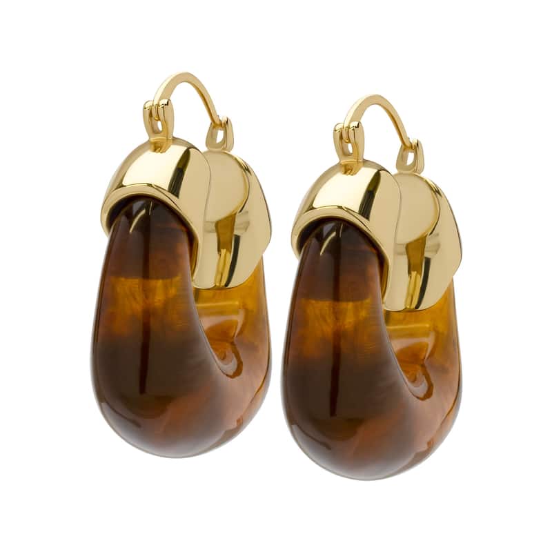 Victoria Townsend Gold Plated Chucky Resin Hoop Earring - Champagne