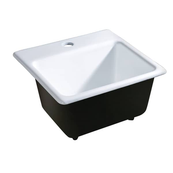 slide 2 of 5, Kingston Brass Towne 15-Inch Cast Iron Self-Rimming 1-Hole Single Bowl Drop-In Kitchen Sink in White White