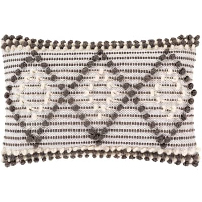 Audra Bohemian Textured 22x14-inch Poly or Feather Down Lumbar Pillow